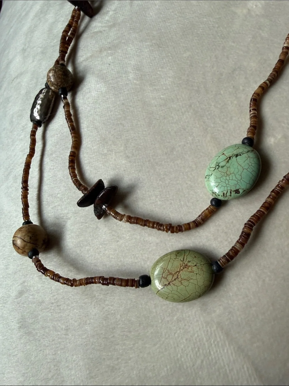 Silpada Brown and Green Layered Bead Necklace